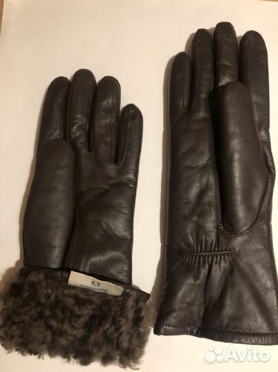 Перчатки женские кожаные,на меху,новые