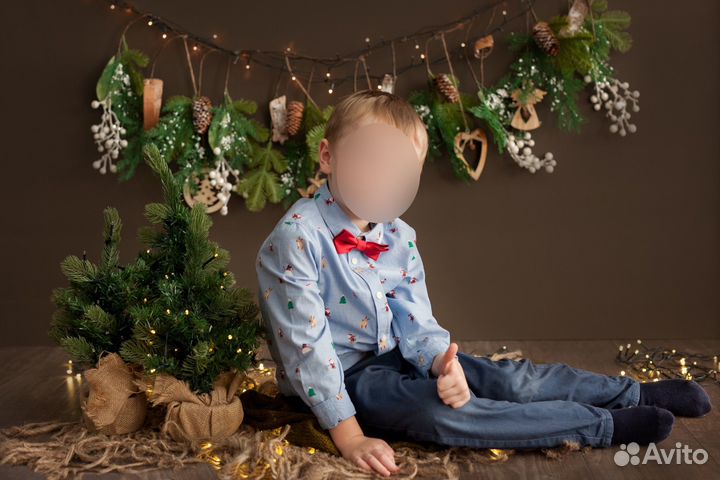 Рубашка h&m новогодняя для мальчика 116 размер