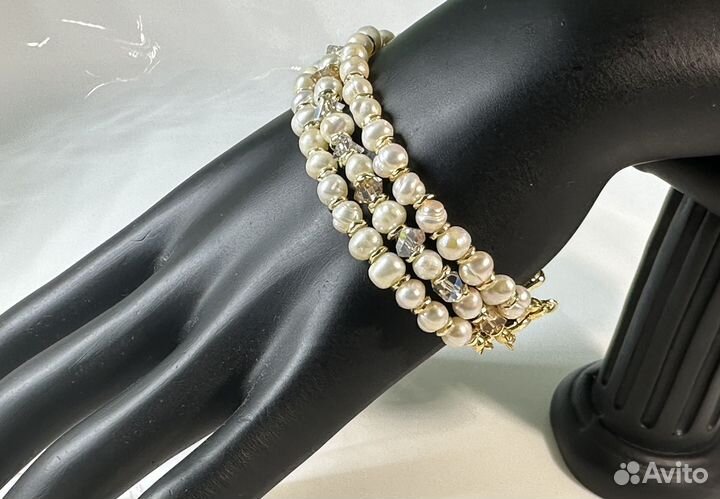 Браслет из жемчуга и австрийского хрусталя