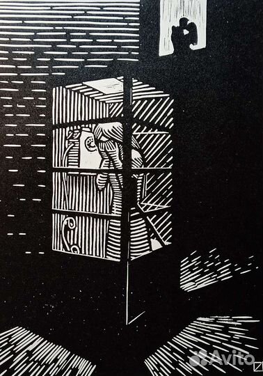 Картина линогравюра, малотиражная графика, эстамп
