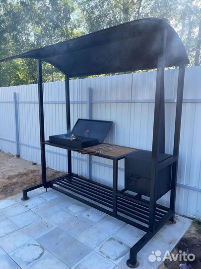 Мангал лофт с печью под казан