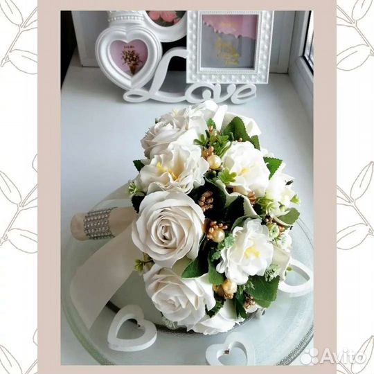 Свадебный букет из мыльных цветов