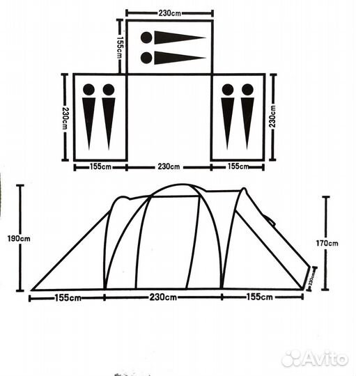 Палатка туристическая 6-и местная lanyu 1699-3