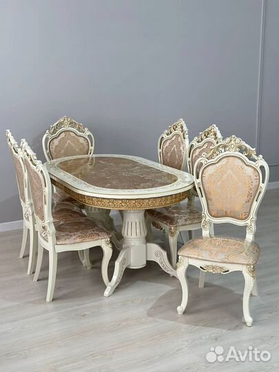 Стол Лапка Голд и стулья