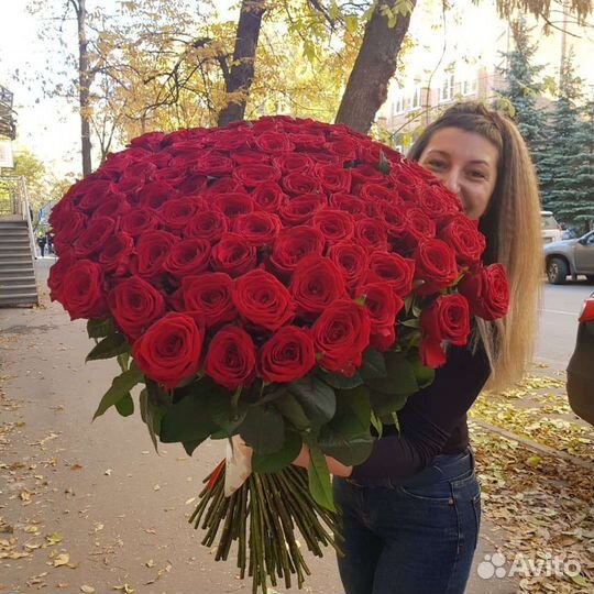 Букет 101 роза 80см