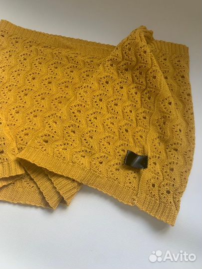 Снуд и перчатки цвет горчичный комплект