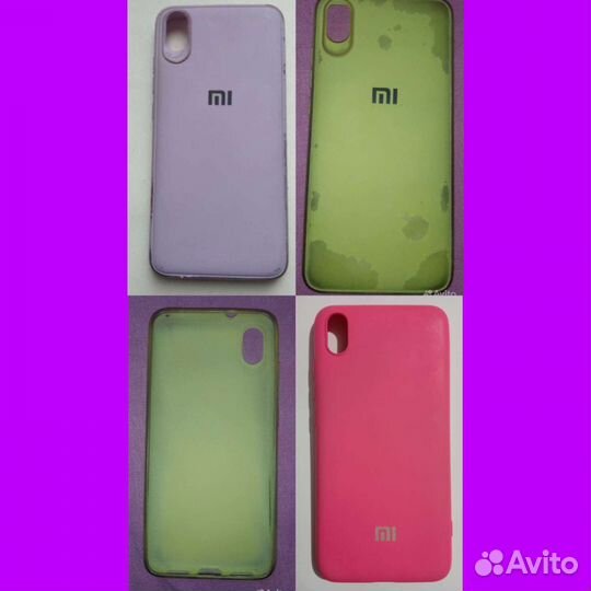 Б/у чехол для телефона Redmi 7A сиреневый жёлтый