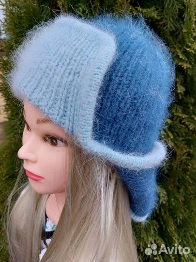 Шапка ушанка из пуха норки