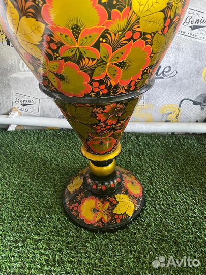 Ваза дерево расписная СССР напольная