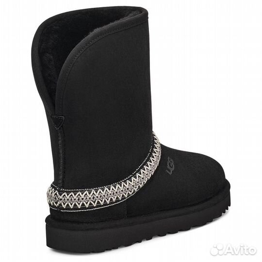 UGG Classic Short Crescent Boot Black Women's (37)