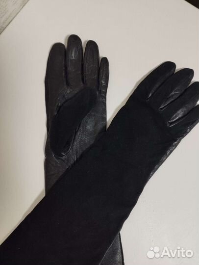 Перчатки женские кожаные длинные 7,5 весна