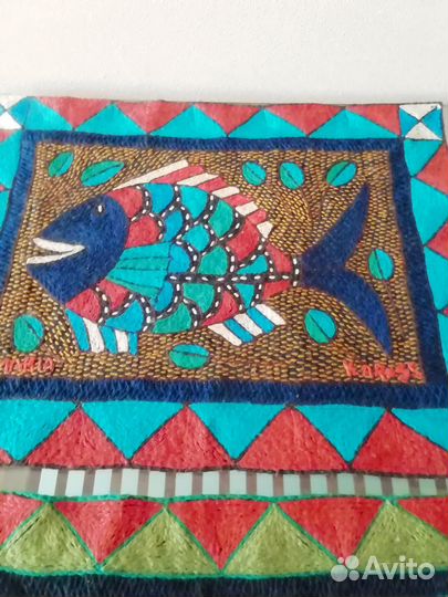 Вышивка ручная, шерсть, винтаж