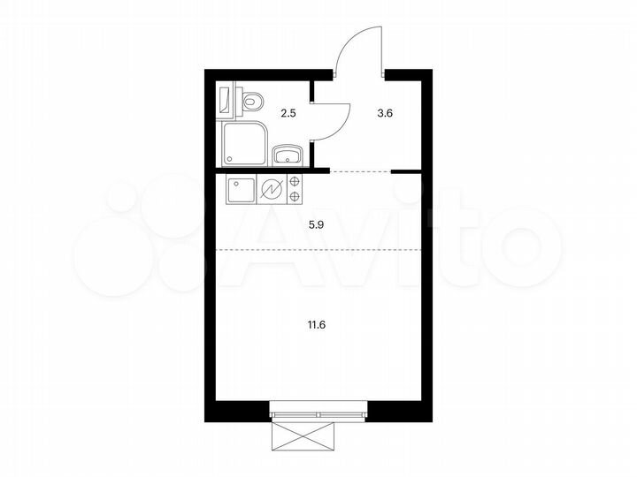 Квартира-студия, 23,6 м², 26/33 эт.