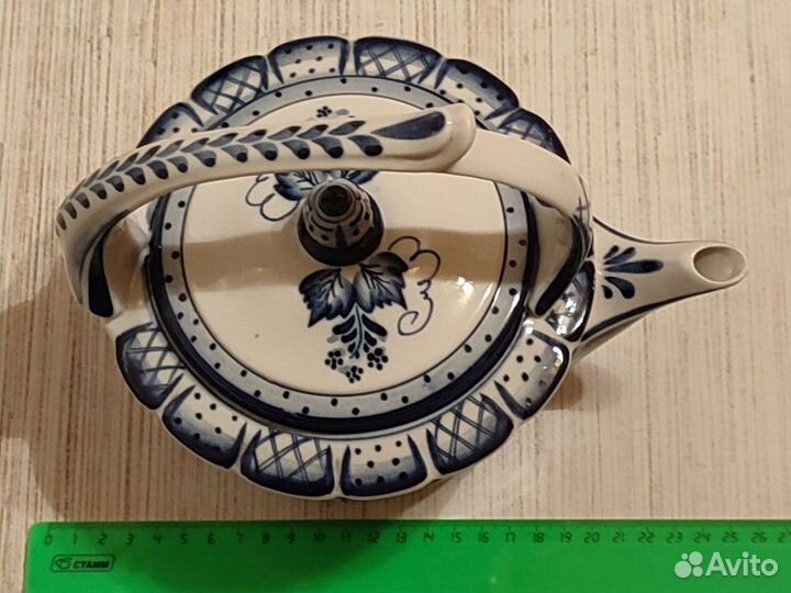 Чайник заварочный. Фарфор. Гжель. Ручная роспись