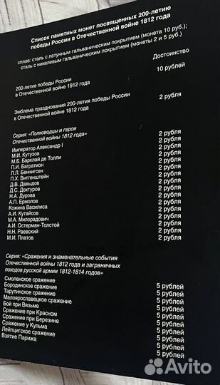 Коллекционный альбом монет 1812