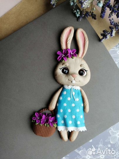 Блокнот с декором ручная работа зайчик