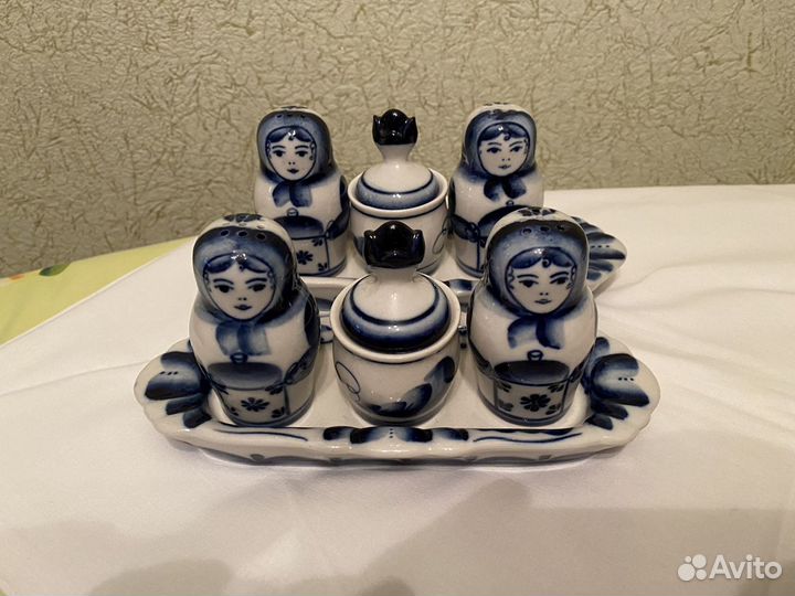 Набор для специй «Матрешки» Гжель