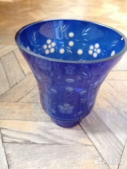 Ваза для цветов. Кобальт. Винтаж. 15* 18 см