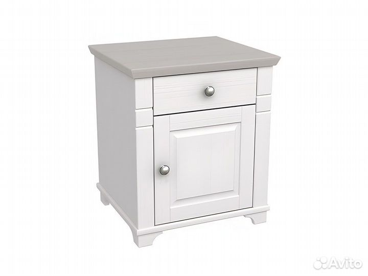 Тумба прикроватная бейли, Белый воск + антрацит