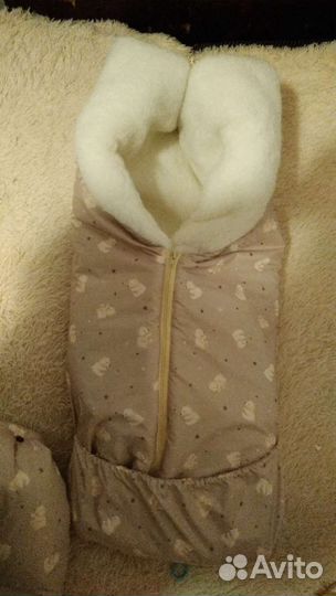 Меховой конверт и муфта для коляски