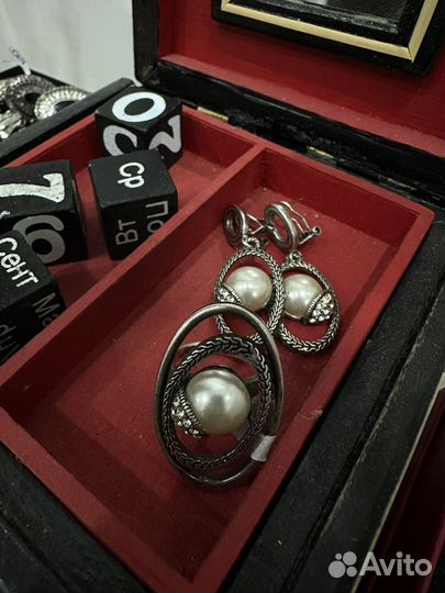 Комплект мельхиор с жемчугом