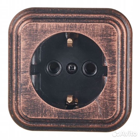 Розетка RA16-133-C открытая установка медь с зазем