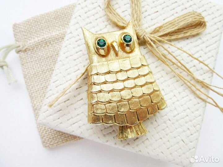 Винтажная брошь-локет Сова от Avon