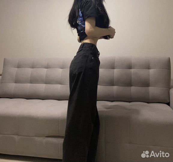 Джинсы багги черные