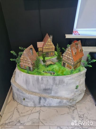 Макет деревни из гипса