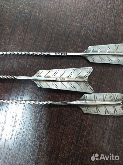 Ложки, вилка, совочек для сахара 84 пробы