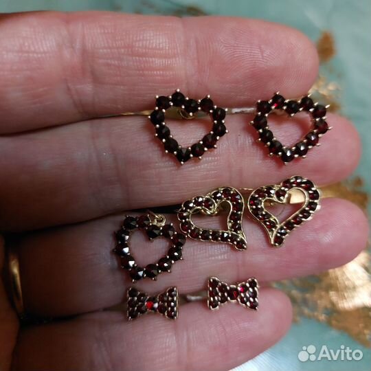Винтажные украшения Чехия гранаты
