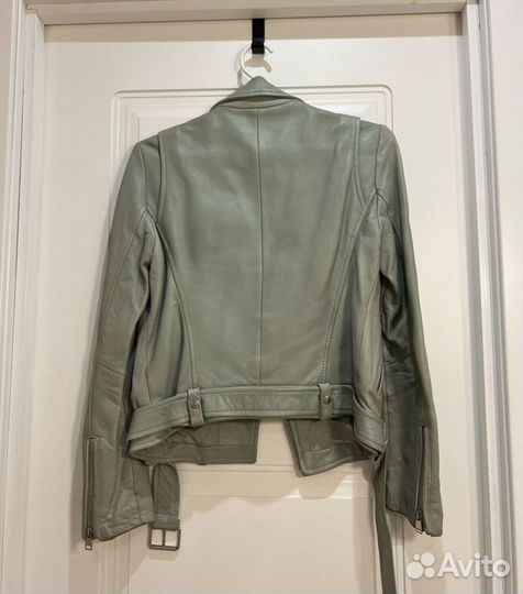 Косуха из натуральной кожи салатового цвета