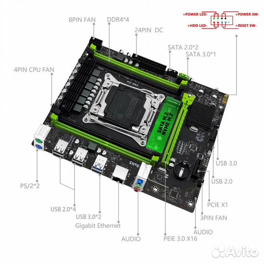 Мат.плата X99, CPU Intel 12 ядер E5-2670v3 + 16 GB
