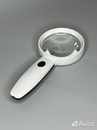 Лупа с подсветкой 2led d75мм, с аккум, зарядка usb