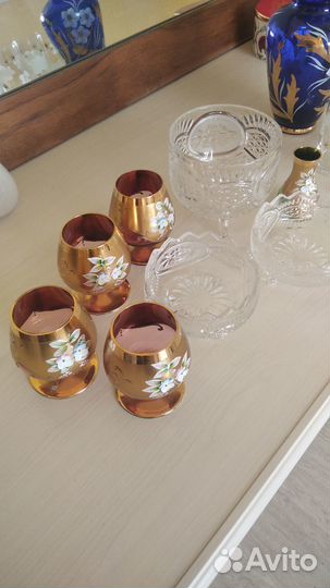 Стекло богемия, вазы для конфет, рюмки