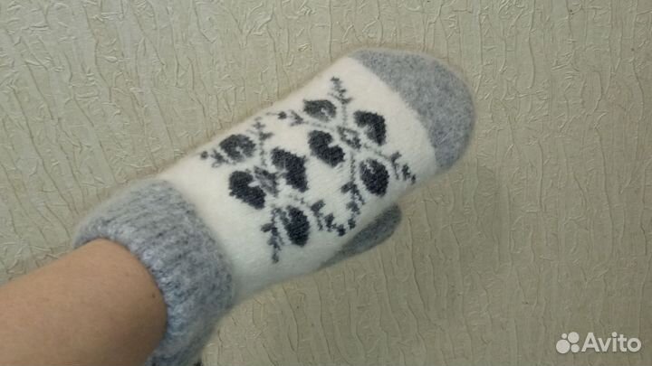 Варежки шерстяные тёплые