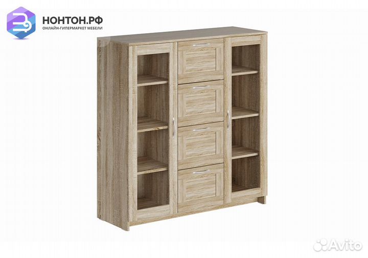 Шкаф-витрина Сириус 4 ящика сонома