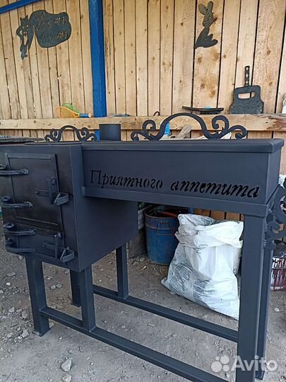 Печь дровяная под казан с мангалом