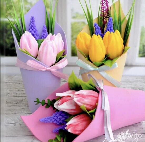 Букет из Мыльных цветов тюльпаны к 8 марта