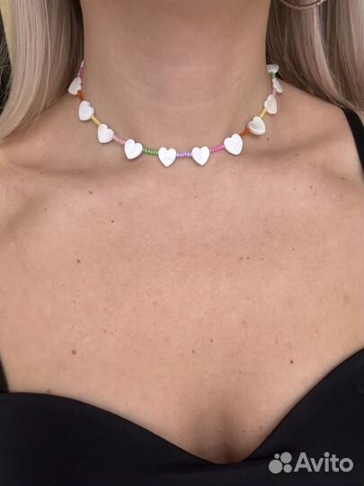 Чокер из хрусталя, гематита