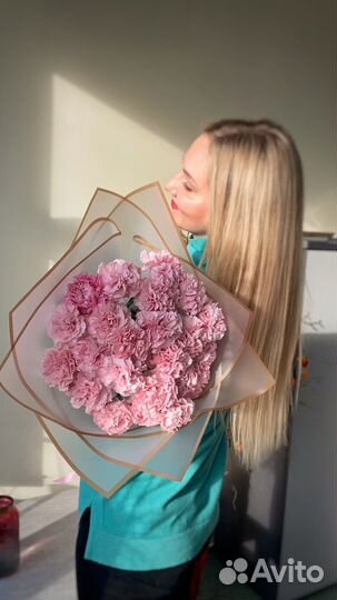 Букет цветов/ букет с диантусами/ розовый букет