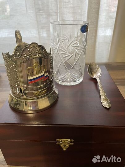 Подарочный набор: Подстаканник, стакан, ложка