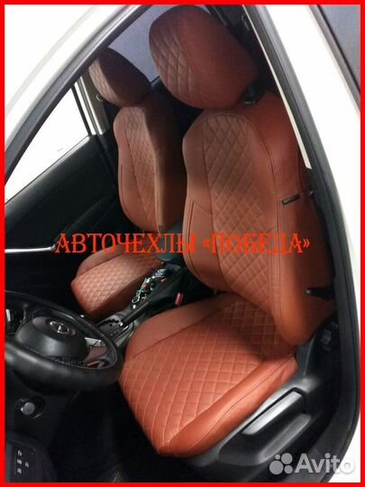 Чехлы Mazda CX-5 1 из экокожи коричневые Ромб