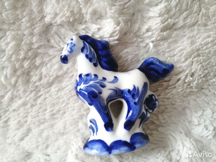 Фигурка статуэтка Гжель лошадка колокольчик щенок