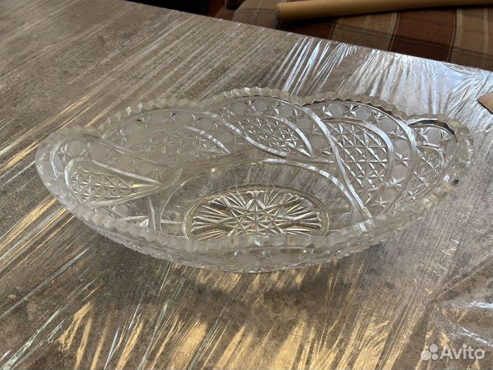 Хрустальная ваза ладья