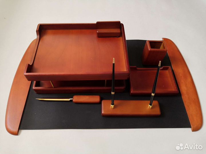 Письменный настольный набор, натуральное дерево