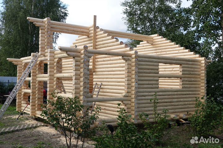 Сруб Бани из оцилиндрованного бревна