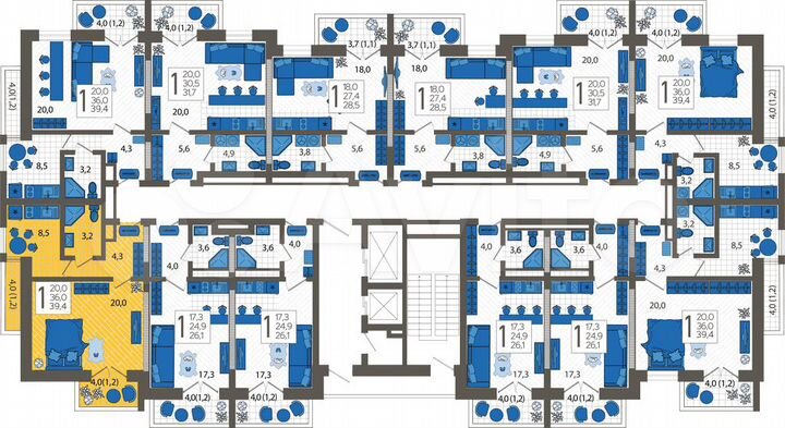 1-к. квартира, 39,4 м², 11/12 эт.