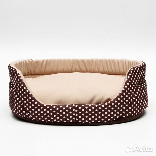 Лежанка 'Горошек', 49 х 36 х 17 см, бязь, коричнев