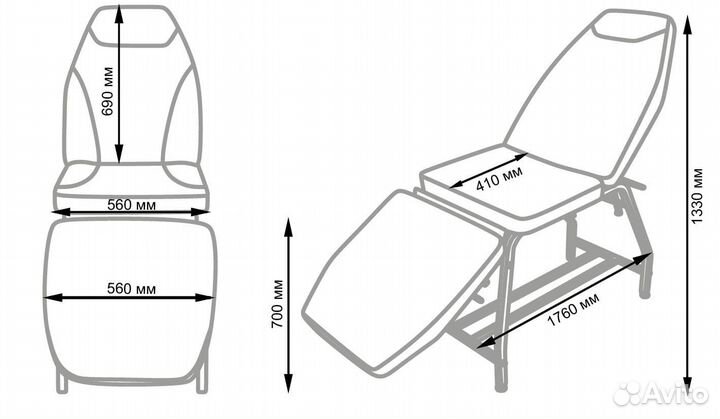 Косметологическая кушетка релакс Эконом